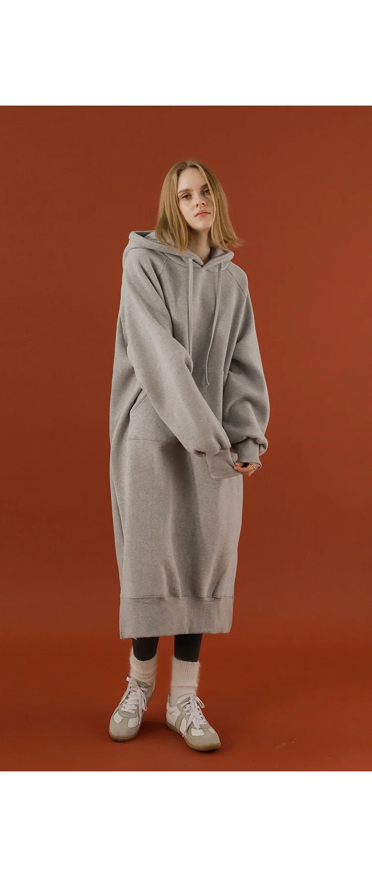 grey SuperAen новые хлопковые и бархатные толстовки с капюшоном женские осенние новые толстовки длинные дикие толстовки Повседневная Женская одежда - Цвет: grey