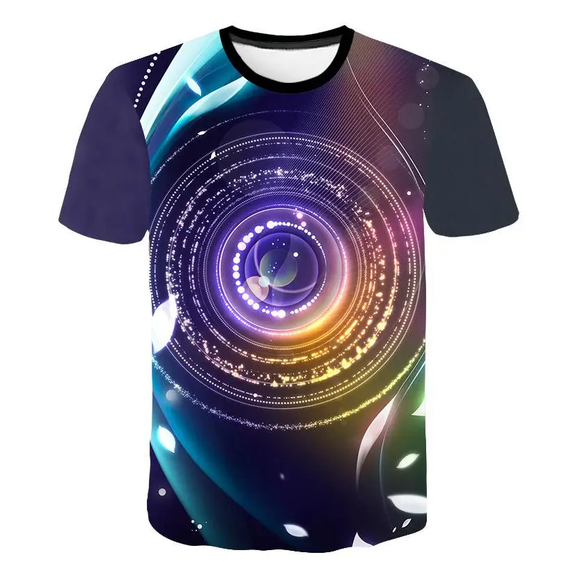 

2021 new fashion sale men's round neck short-sleeved summer new T-shirt with dazzling pattern 3D printed top