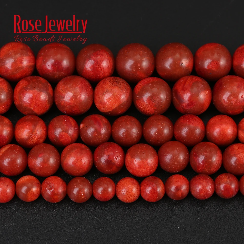 Круглые Бусины Из Натурального Красного коралла незакрепленные бусины 15 дюймов