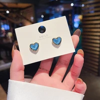 wholesale s925 silvers needle new blue starry sky dream love heart stud earrings for women drop shipping gift