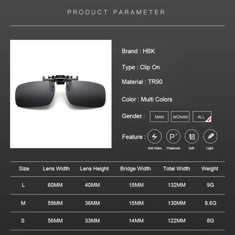 Мужские поляризованные солнцезащитные очки HBK 2019 для вождения с ночным видением
