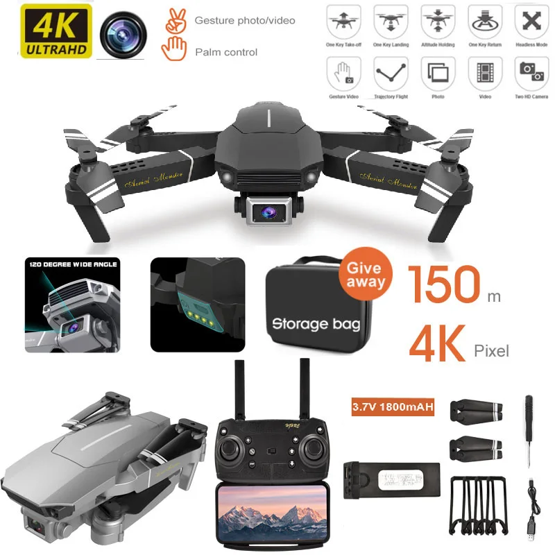 2020 Новый Радиоуправляемый Дрон Квадрокоптер 4K HD камера Широкоугольный складной