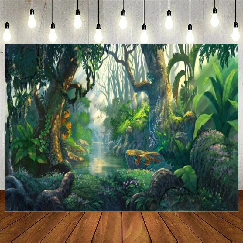 

Фон для фотосъемки сказочные сказки Сказочная страна тропический лес джунгли Солнечный свет цветы фон для детского дня рождения