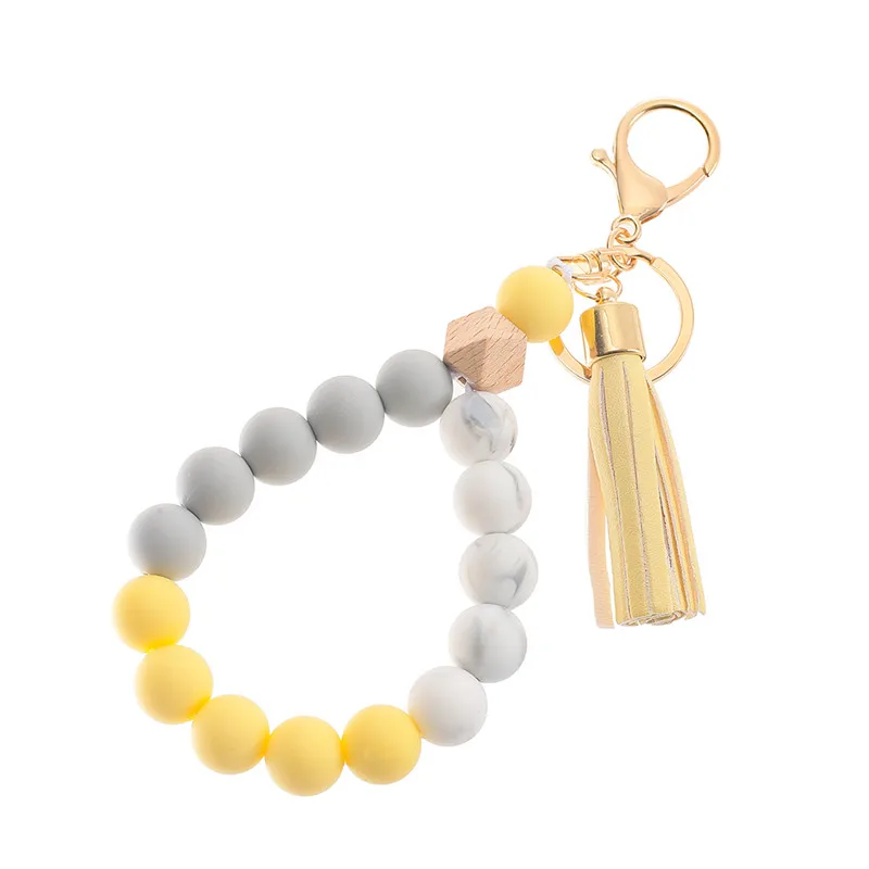 Силиконовый брелок с бусинами и кисточкой подвеска карабином браслет для женщин