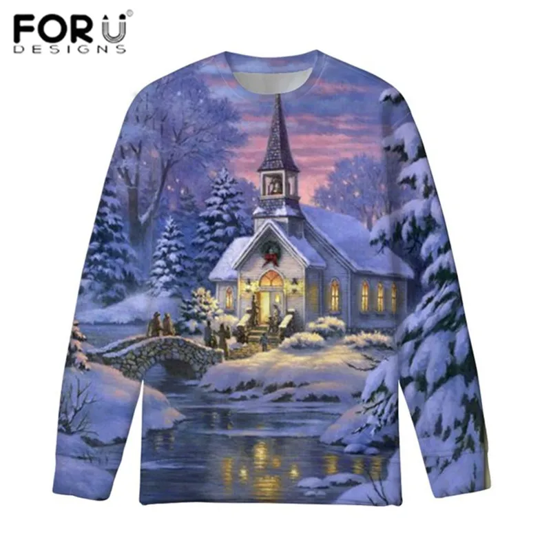FORUDESIGNS/толстовки с рождественским принтом Harajuku толстовки уличная одежда