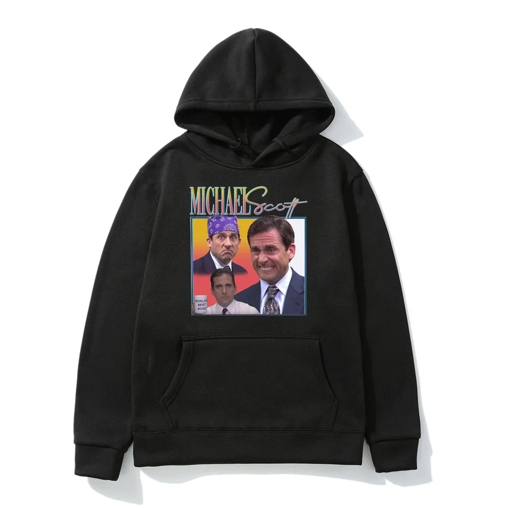 

MICHAEL SCOTT The Office Homage Print Hoodie Mens Womens Steve Carell Pullover Bootleg Vintage Autumn Fleece Sweatshirt Male Top