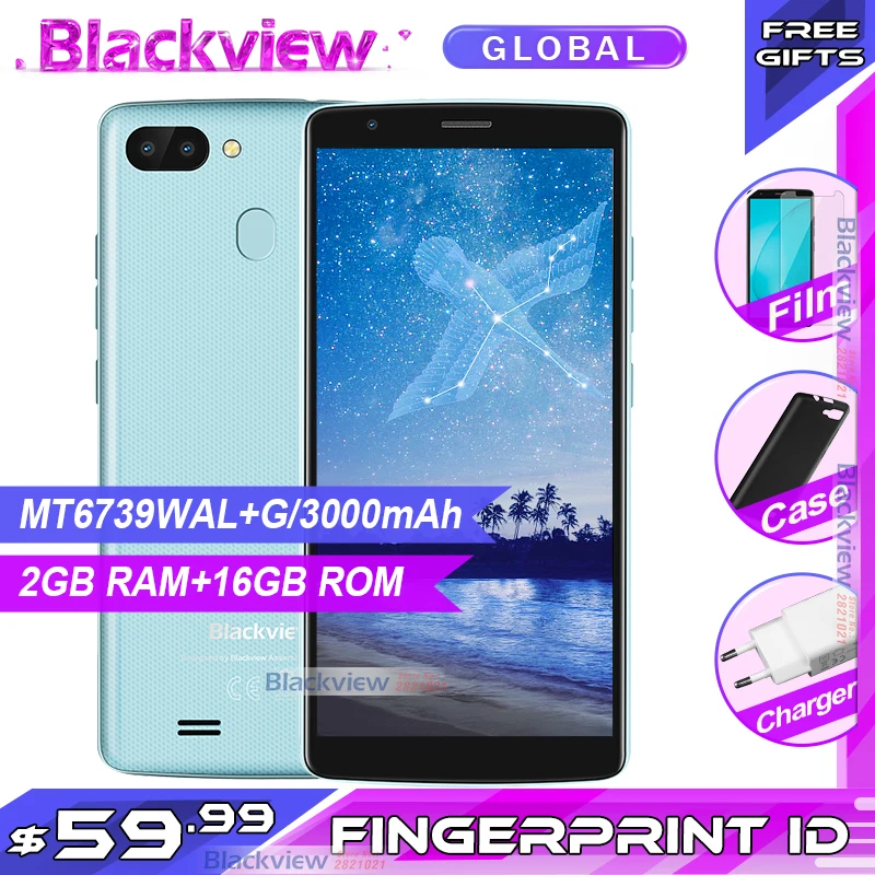 Blackview A20 pro смартфоны 18:9 5,5 дюймов Android 8,1 задний отпечаток пальца ID 2 Гб 16 Гб 4G мобильный телефон