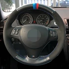 Чехол рулевого колеса автомобиля ручной работы черная замша черного карбонового волокна для BMW M спортивные M3 E90 E91 E92 E93 E87 E81 E82 E88