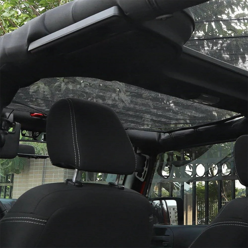 Mesh Sunshade Fit for Jeep 2007- Jeep Wrangler JK JKU Jeep JK Front Shade Plain Protection Heat Shield Windshield Visor