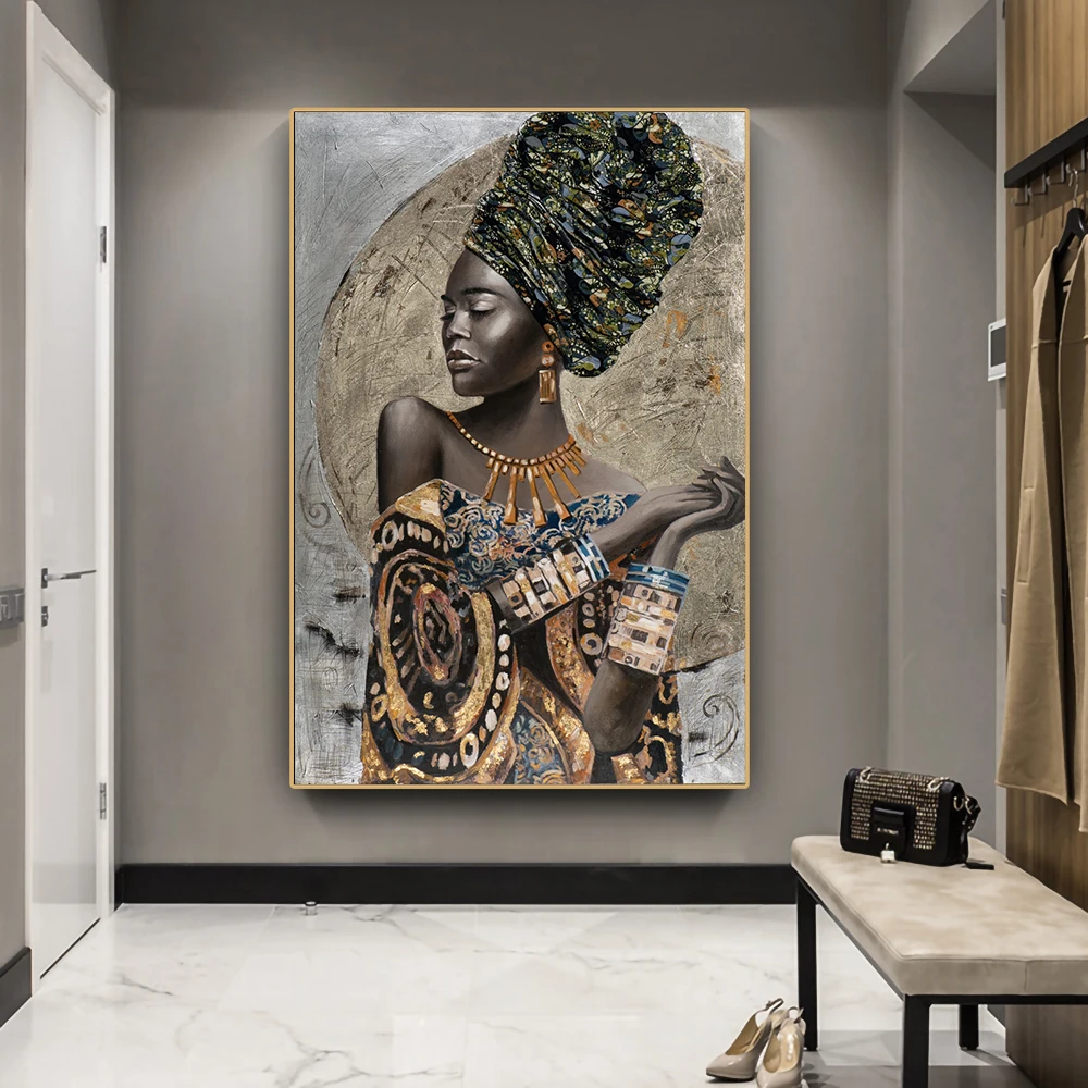 

Fashion Girl Poster and Prints African Woman Canvas Paintings On The Wall Abstract Graffiti Art Pictures for Living Room Home