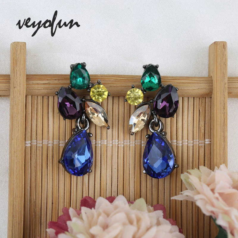 Женские серьги гвоздики с кристаллами Veyofun модные ювелирные изделия