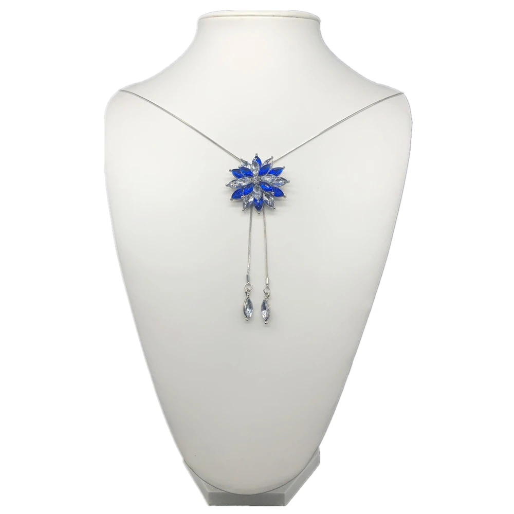 2-White.Blue SUMENG Новая мода Элегантный свитер цепь Длинный Кристалл снег подвеска в виде капли воды аксессуары Длинное украшение ожерелье ювелирные изделия - Окраска металла: 2-White.Blue