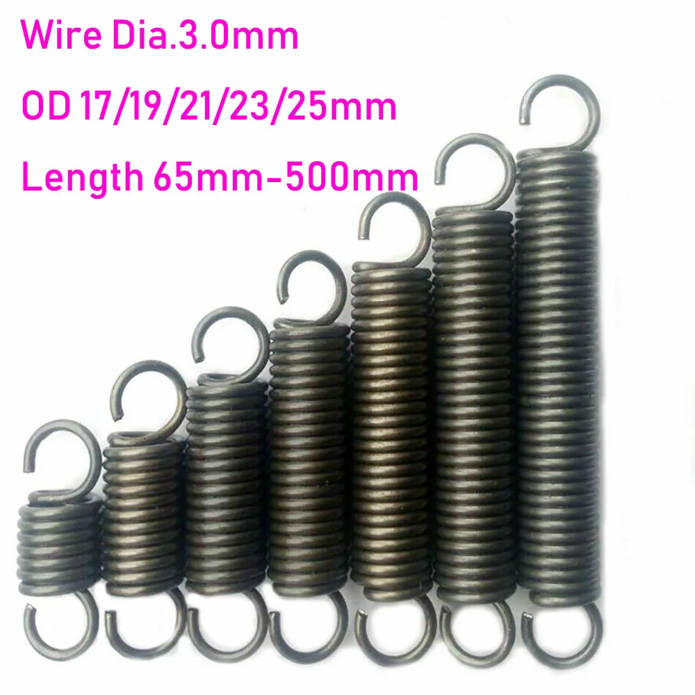

1pcs Wire Diameter 3.0mm Tension Extension Spring Expansion Springs Length 65/75/85/95/105/125-500mm Out Diameter17/19/21/23/25m