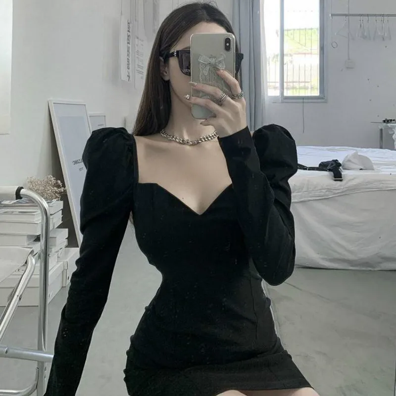 

Mini Dress Women n Style V-neck Full Sleeve Bodycon Dress Sexy Nightclub Party Vestido De Mujer Women's Autumn