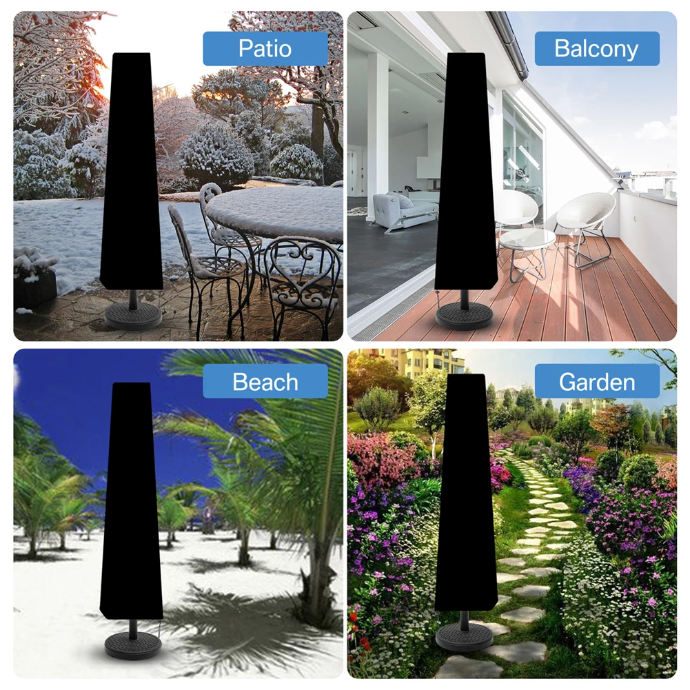 

183-190CM Umbrella Rain Covers Waterproof Protective Sunshade Gear with Zipper for Garden Outdoor Patio Cantilever Parasol Case