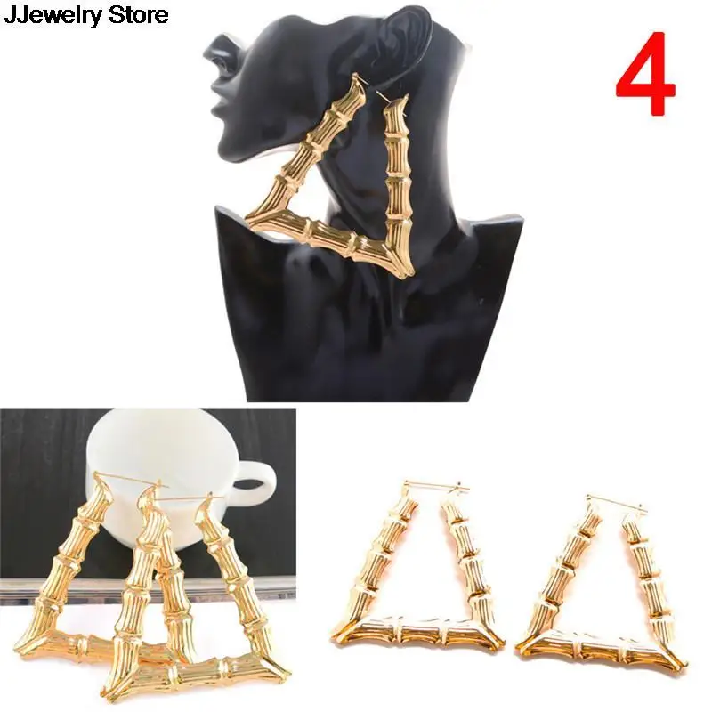 Женские серьги-кольца 1 пара бамбуковые обручи золотого цвета большие серьги