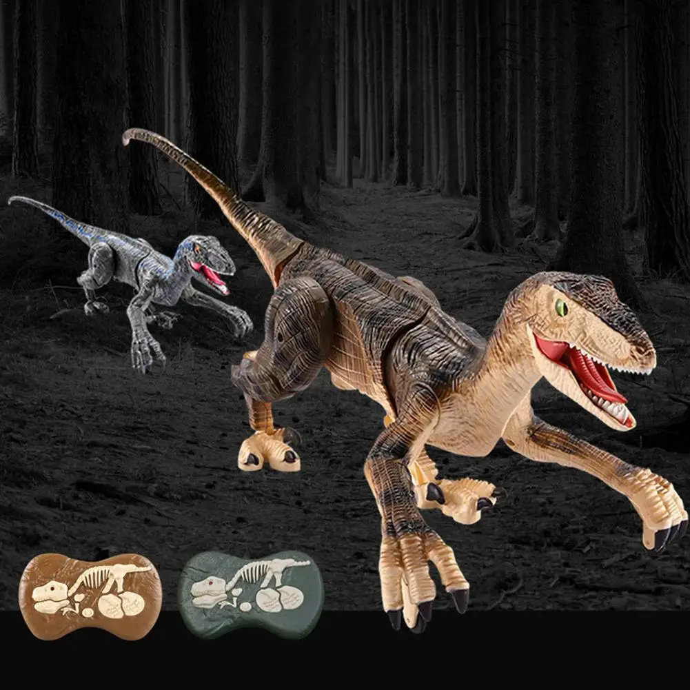 

USB Rechargeable Remote Control Dinosaur Toy - Realistic Velociraptor Electric RC Toy For Boy With LED Light & Roaring Sound 3