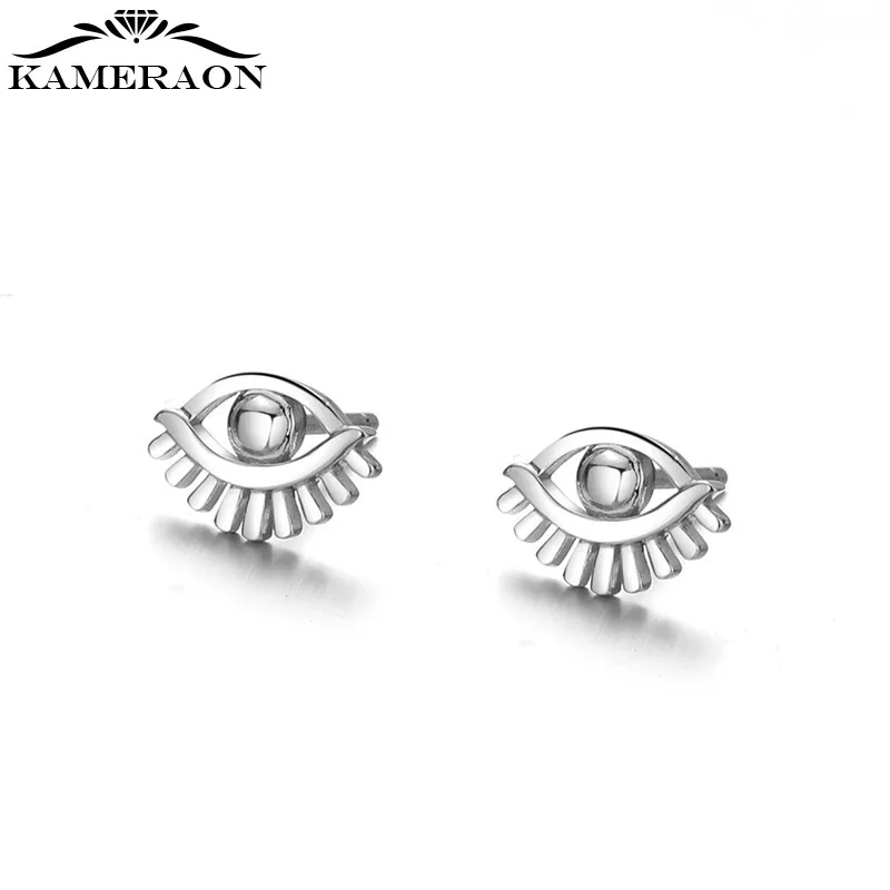 

S925 Sterling Silver Evil Eyes Stud Earrings for women Single Glossy Eye Lashes Auricular Needle Women's Earrings Ear Studs