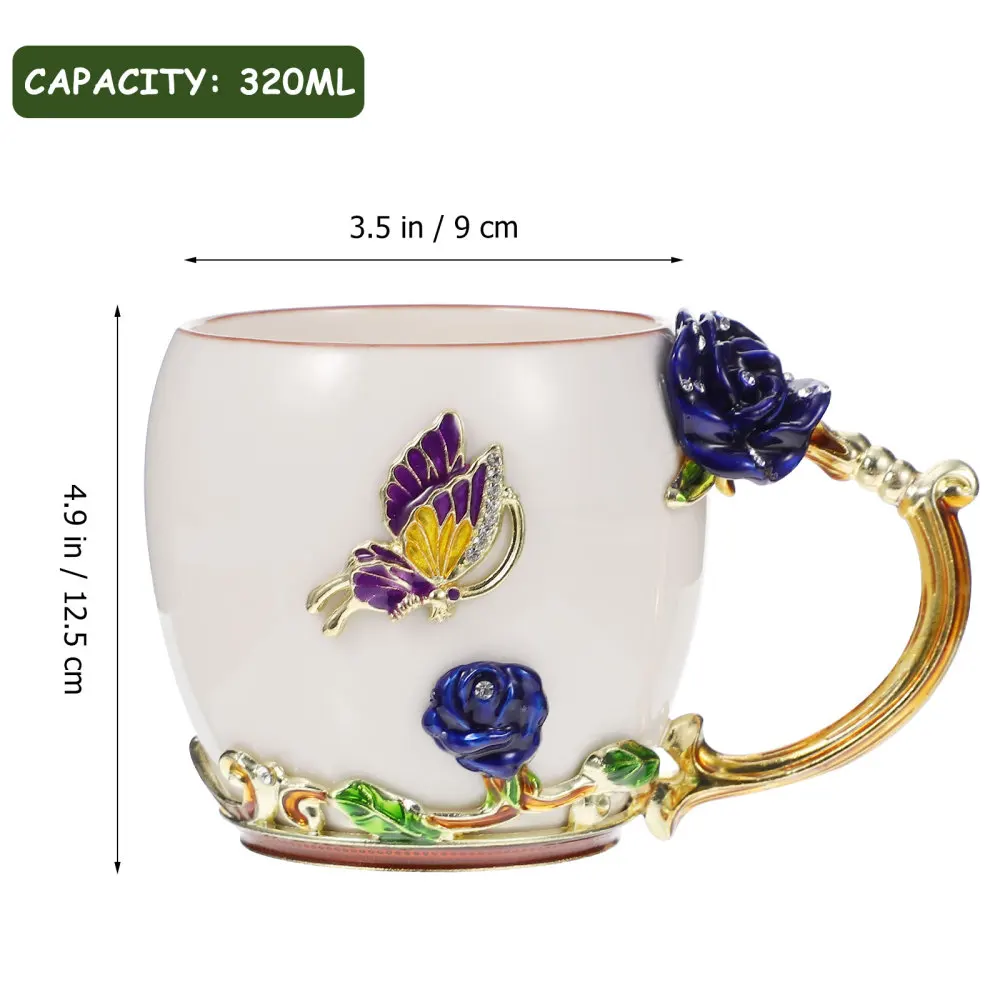 

1 Set 350ml Flower Tea Mug Decorative Enamel Coffee Cup Drinking Cup Set