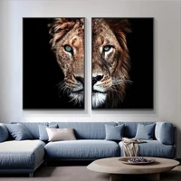lion and lioness canvas paintings on the wall art modern decorative posters and prints black white painting pictures for living