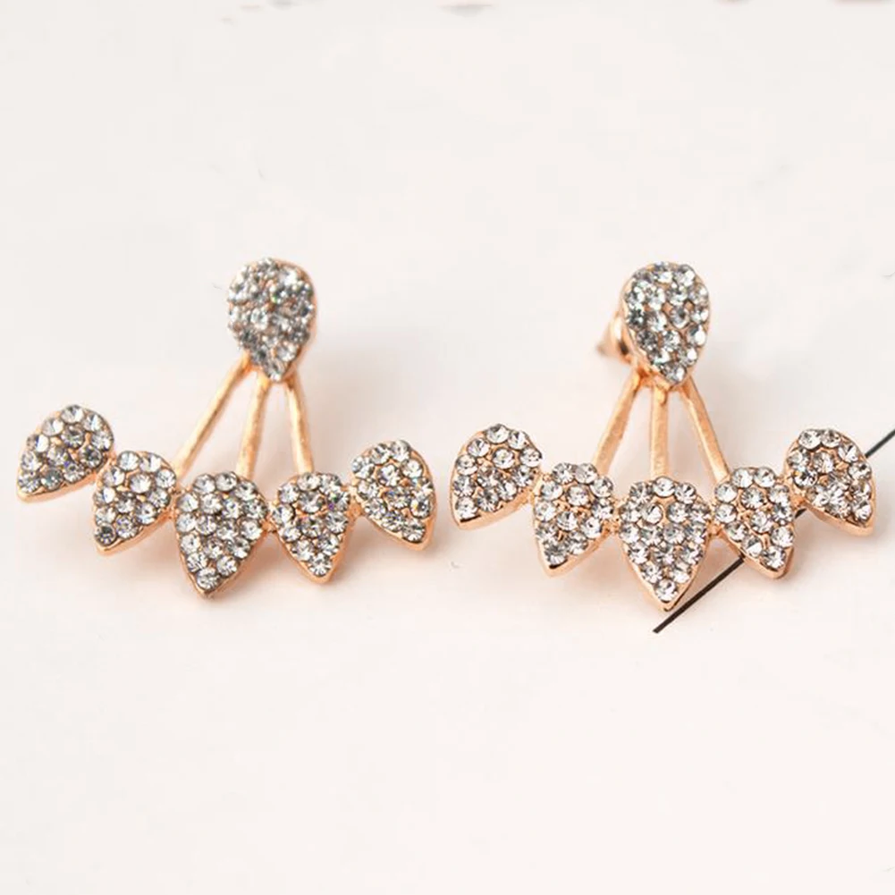 Модные новые женские серьги джекеты водные капельки гвоздики с инкрустацией из