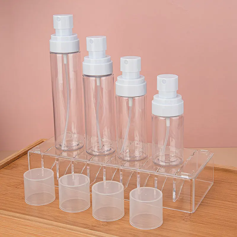 

100pcs 45/60/80/100ml Refillable Travel Transparent White Plastic Perfume Bottle Atomizer Empty Small Spray Bottle