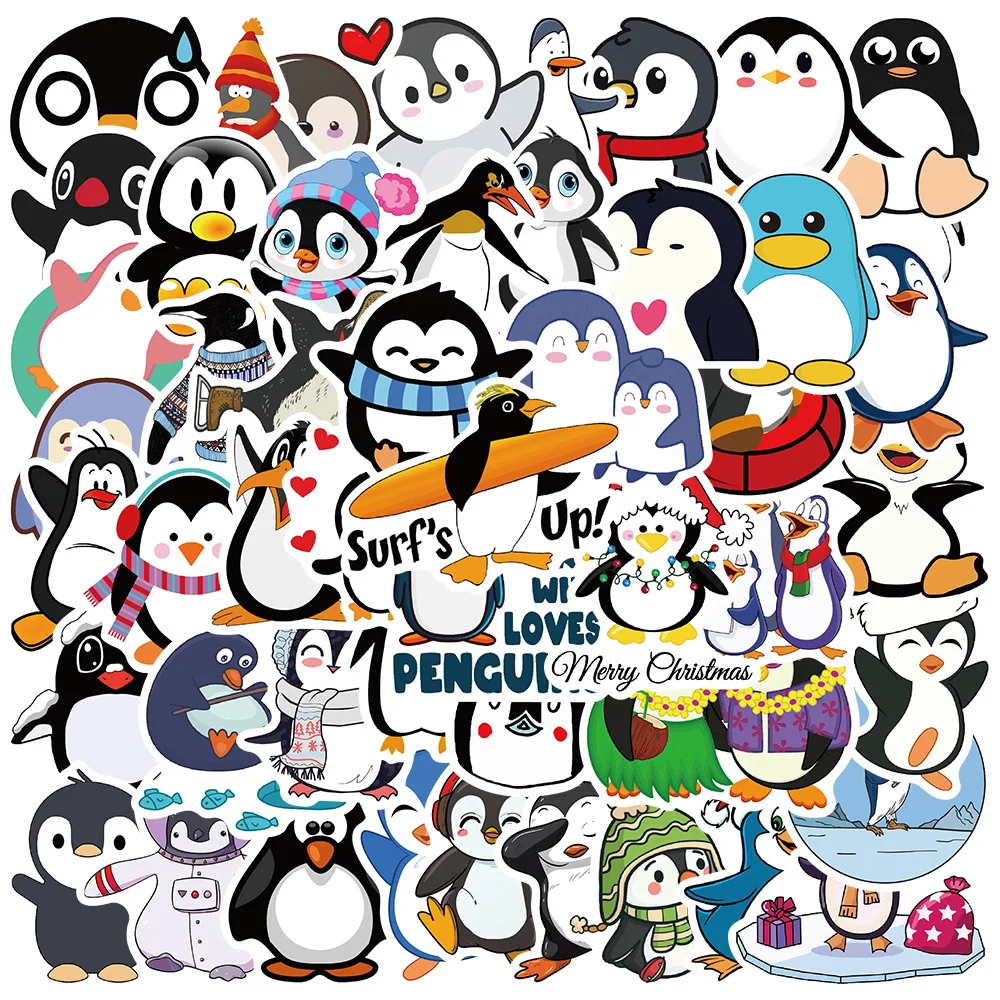 50 cute cartoon penguin animal stickers graffiti suitcase motorcycle computer toy hand account waterproof Stationery stickers