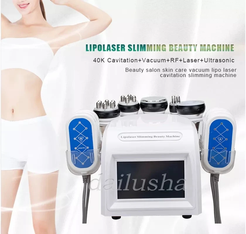 

2022 Newest 6 In 1 40K Ultrasonic Cavitation Vacuum Radio Frequency rf Laser 8 Pads lipo Laser Slimming Machine for home use