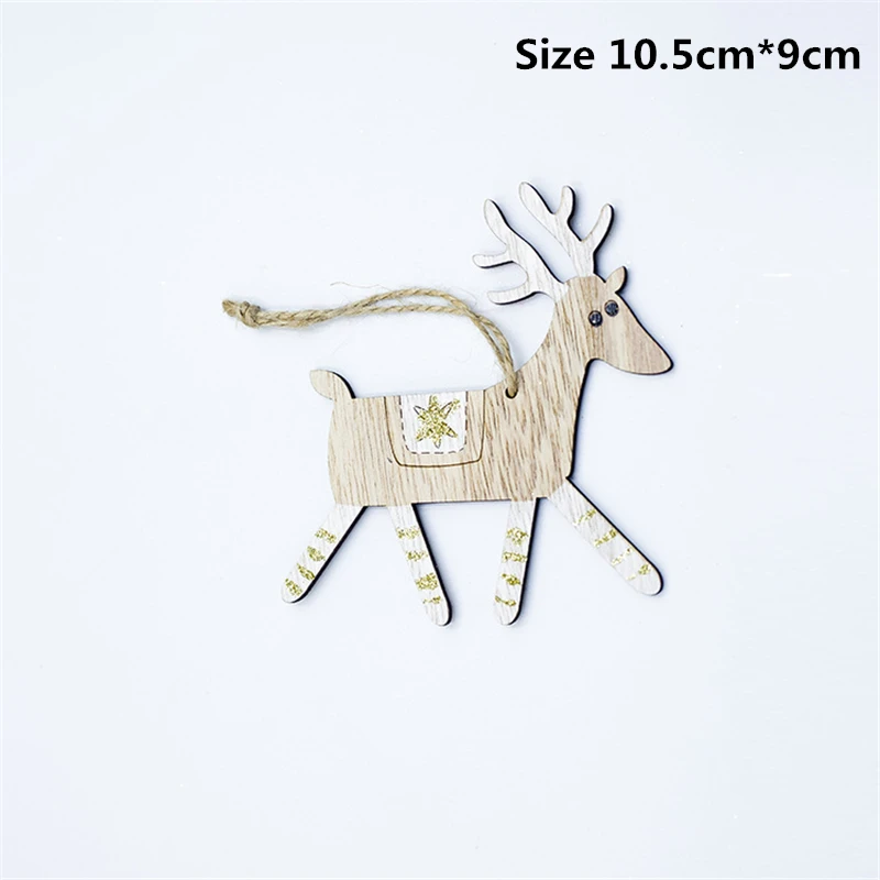 Painted Gold Elk Рождественские украшения для елки, Рождественская гирлянда с лосем, подвесная подвеска, рождественские украшения для дома Navidad, Q - Цвет: Painted Gold Elk