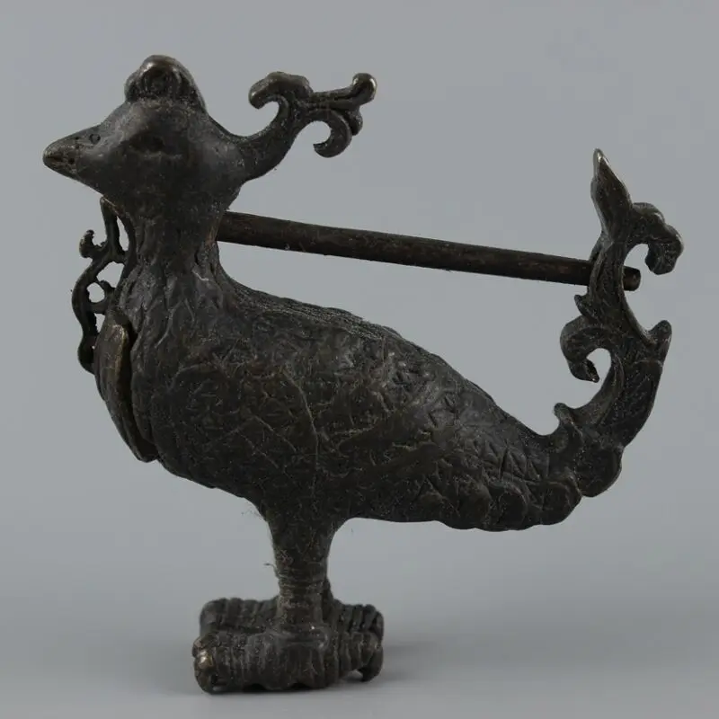 

Старый китайский латунный замок с петухом ручной работы