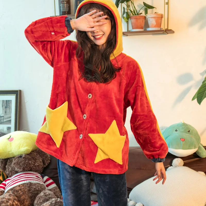 

Фланелевая ночная рубашка с капюшоном, зимняя Пижама, свободный вариант, женская ночная рубашка из кораллового флиса