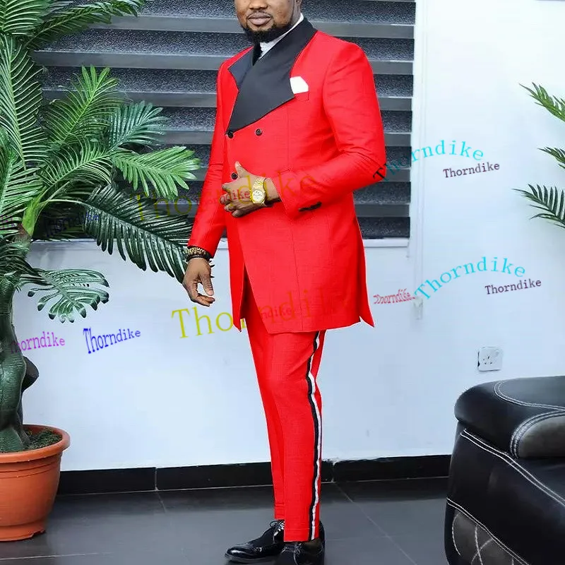 Мужской костюм с двойным рядом пуговиц пиджак и брюки