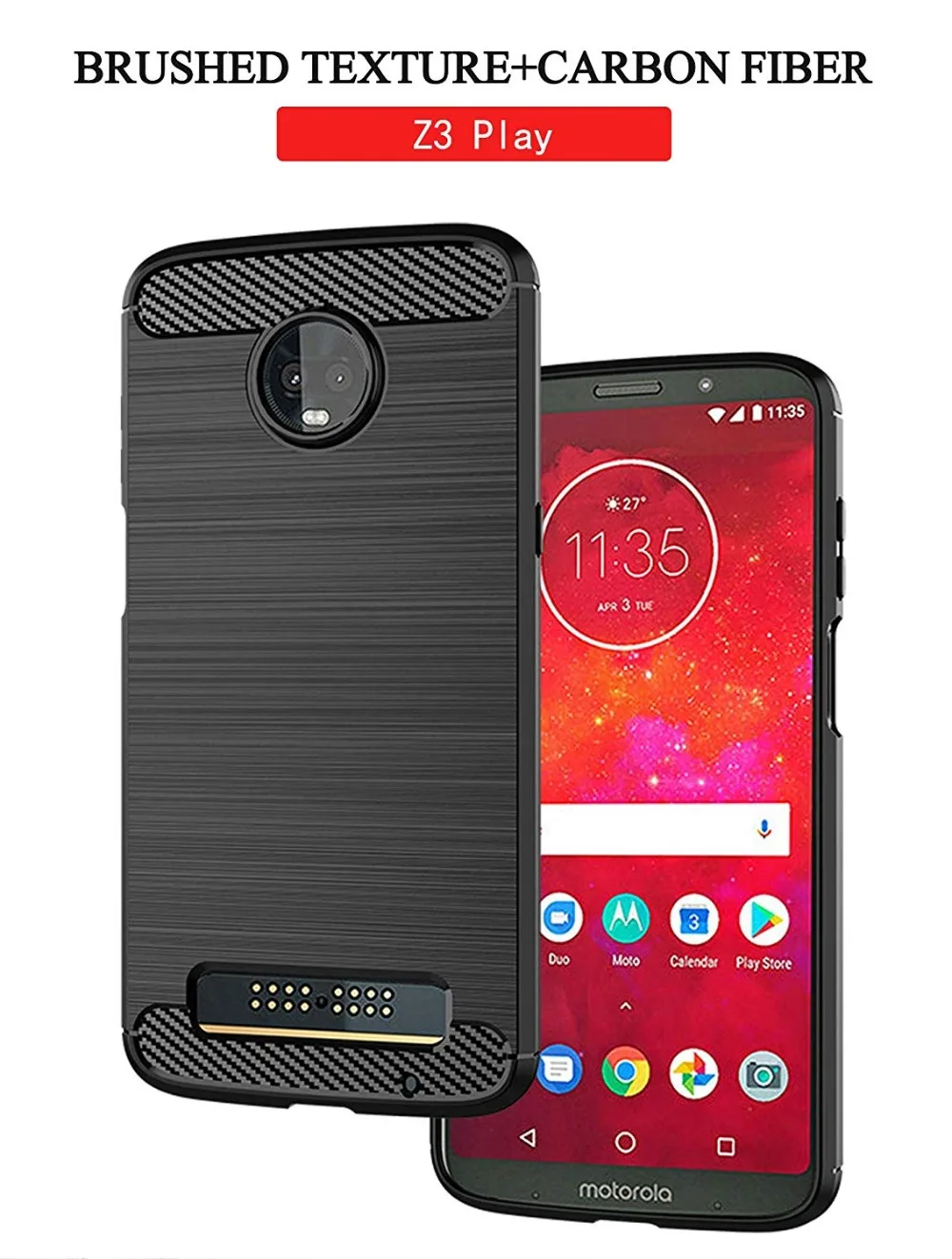 Чехол для Moto Z3 Play чехол Sfmn 2 Pack углеродное волокно матовая текстура мягкий ТПУ