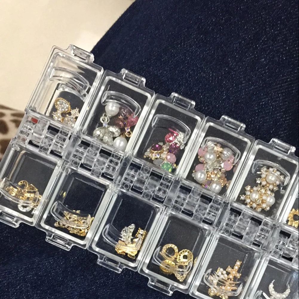 Регулируемый прозрачный пластиковый контейнер для хранения 12 Ячеек|Комплекты и