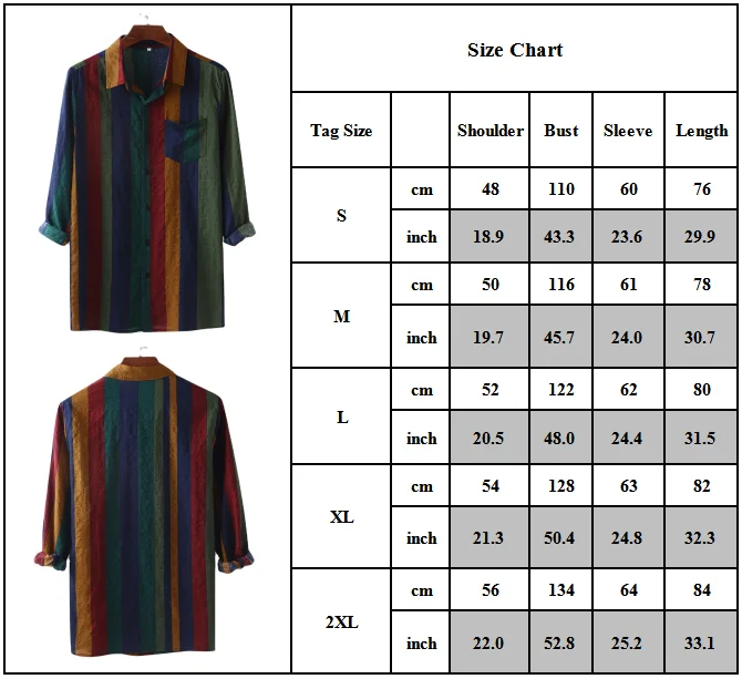 

Unisersal Fashion Men's's Striped Long Sleeve Baggy Shirts Casual Formal Button Pockets Shirt Tops