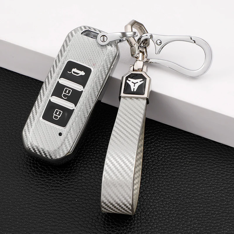 

Чехол для автомобильного ключа из ТПУ и углеродного волокна, чехол, держатель для сумки, брелок для ключей Baojun 510 730 360 560 RS-5 530 630 Для Wuling Hongguang S