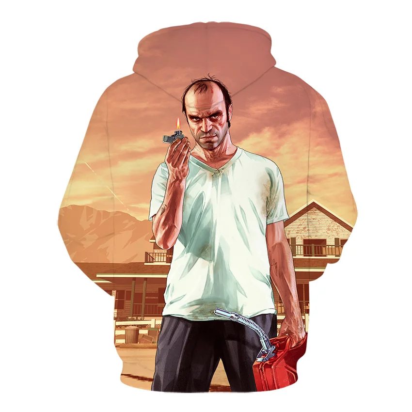 Толстовка Grand Theft Auto игровые худи GTA 5 с 3D принтом и капюшоном Мужская Спортивная