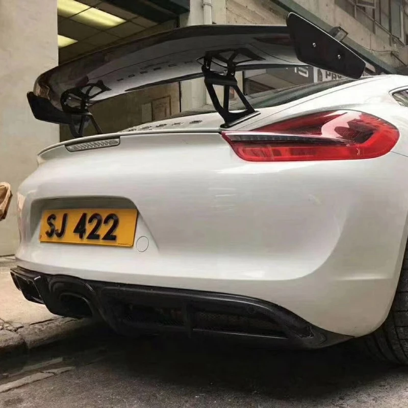 Задний спойлер из углеродного волокна для автомобиля Porsche Cayman Boxster 981 GT4 черный