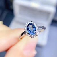 natural london blue topaz ring sterling silver blue oval gemstone halo engagement ring for gift