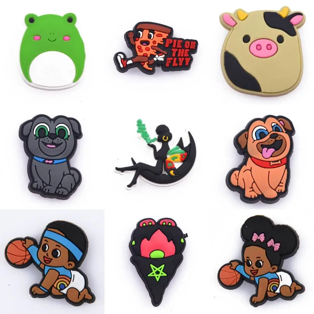 New Designer 1 Pcs PVC Croc Shoe Charms Kid's Cartoon Dogs Shoes Decorations Toys Bird Bracelet Accessories Watermelon Flower