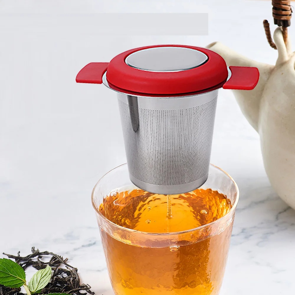 

Stainless Steel Reusable Tea Infuser Basket Fine Mesh Tea Strainer With Handles Lid Tea Filters for Loose Tea Leaf
