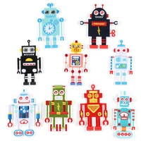 9pcs cartoon robot series iron on embroidered patches for on clothes hat jeans sticker sew ironing patch applique badge sticker