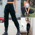 Брюки-карго женские с завышенной талией, рабочая одежда, боевые безопасные штаны с 6 карманами, повседневные спортивные штаны для спортзала, большие размеры