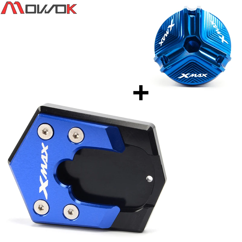 

For Yamaha XMAX 300 X MAX X-MAX300 2017-2019 Kickstand Side Stand Extension Pad Enlarge Plate & Oil Filler Cover Plug