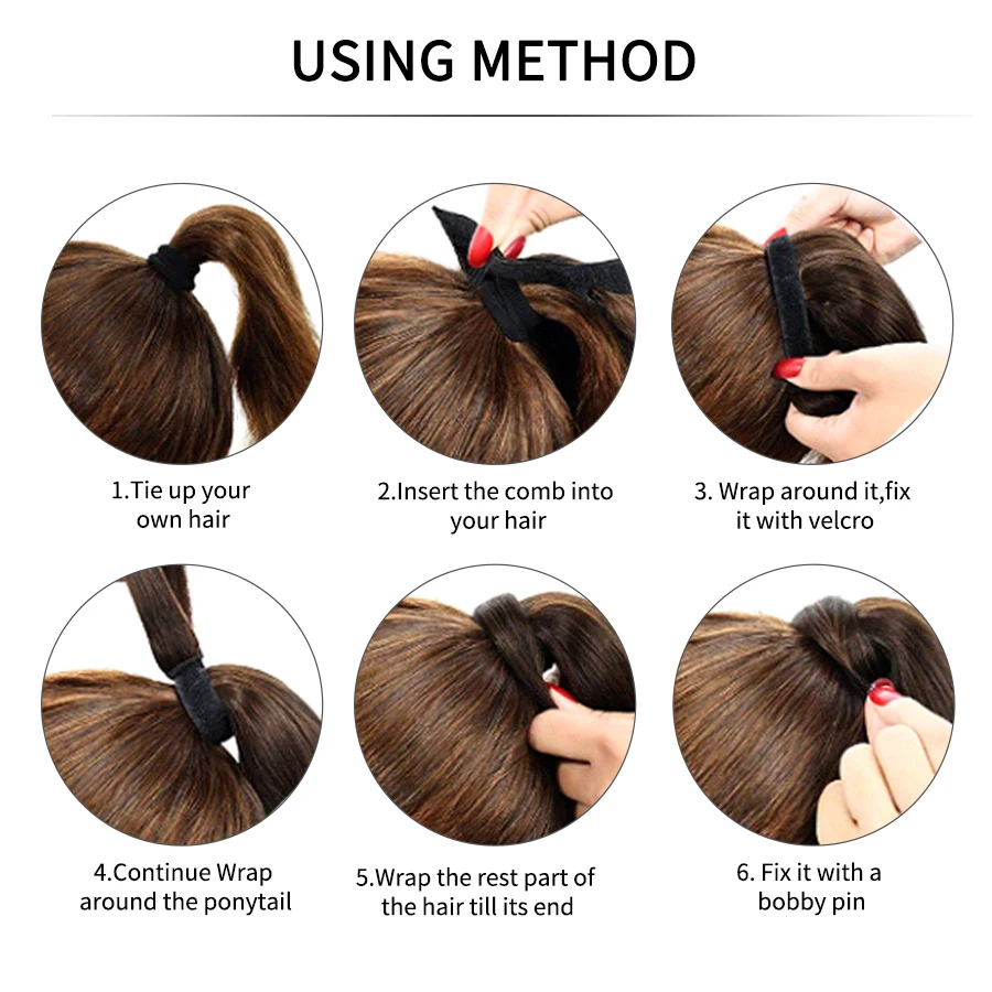 

BILY Natural Clip In Ponytail Human Hair Extensions For Women Remy Straight Magic Tape Horse Wrap Around Ponytail Hair 12"-24"