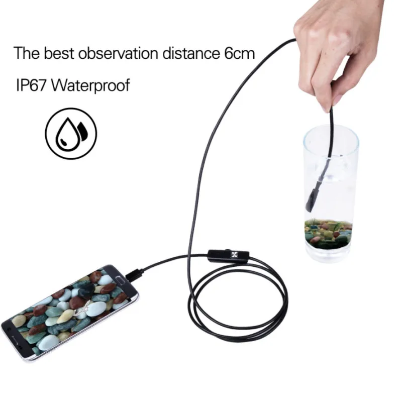 Камера эндоскоп IP67 водонепроницаемая 1 м 7 мм 6 светодиодов|Камеры