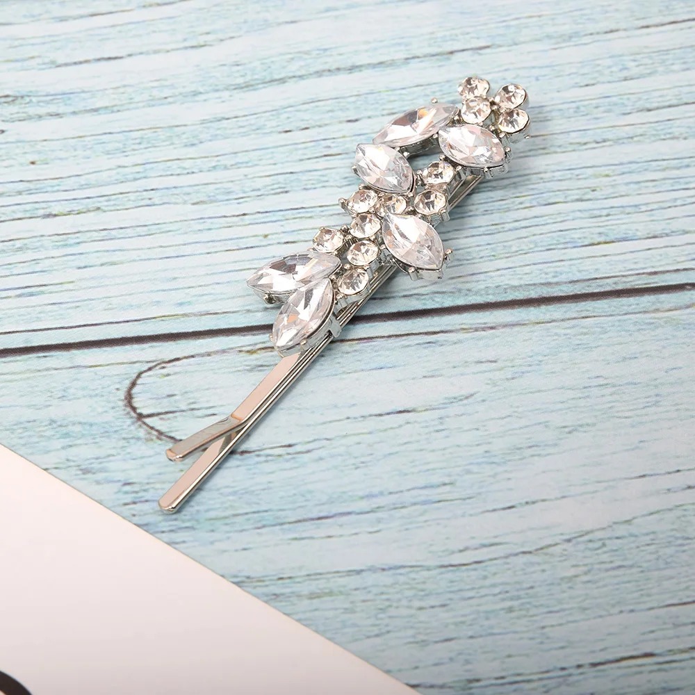 1 шт. модные женские Стразы шпилька для волос в виде листа золотого и серебряного