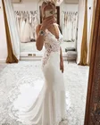 Белое Кружевное роскошное свадебное платье-Русалка JIERUIZE с аппликацией, пляжные свадебные платья с глубоким V-образным вырезом, 2021