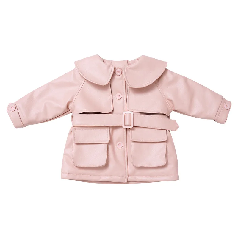 

Children's Clothing Solid Color with Fur Leather Coat 2020 New Korean Boys and Girls Coat Mid-Length Coat Fashion