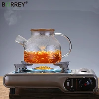 borrey 1l large capacity teapot with infuser heat resistant glass teapots puer kettle flower tea pot cup set glass water kettle